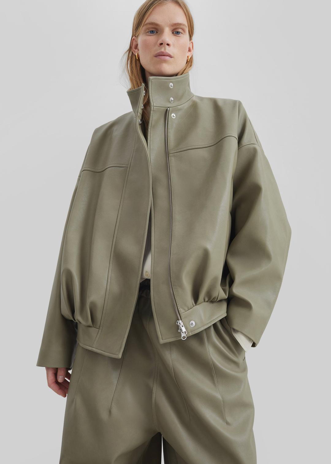 Veren Faux Leather  Bomber Jacket - Sage - XXS