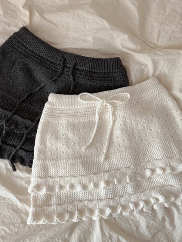 프릴 니트 미니스커트, 2colors