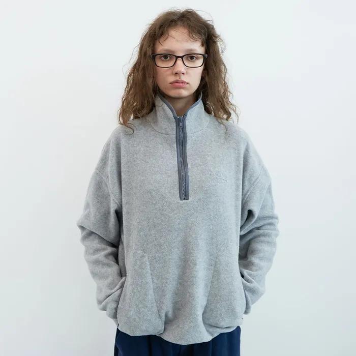 [10/31(금)예약배송] 플리스 하프 집업 스웻셔츠 (Grey)