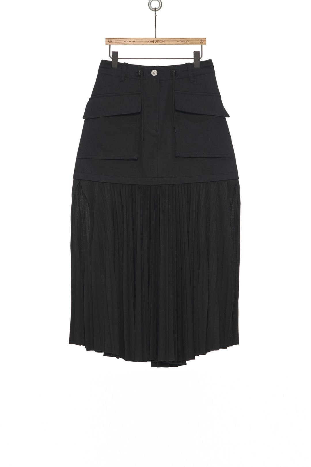 SS25 BLACK DETACHABLE PLEATED SKRIT
