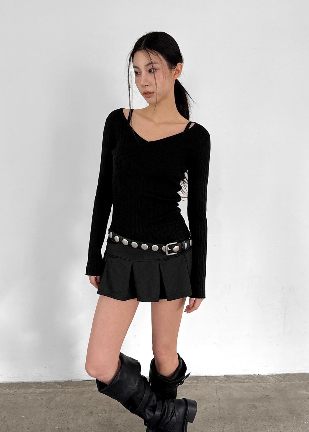 블랙업 [💚봄신상/MADE] 디어리 브이넥 골지 니트