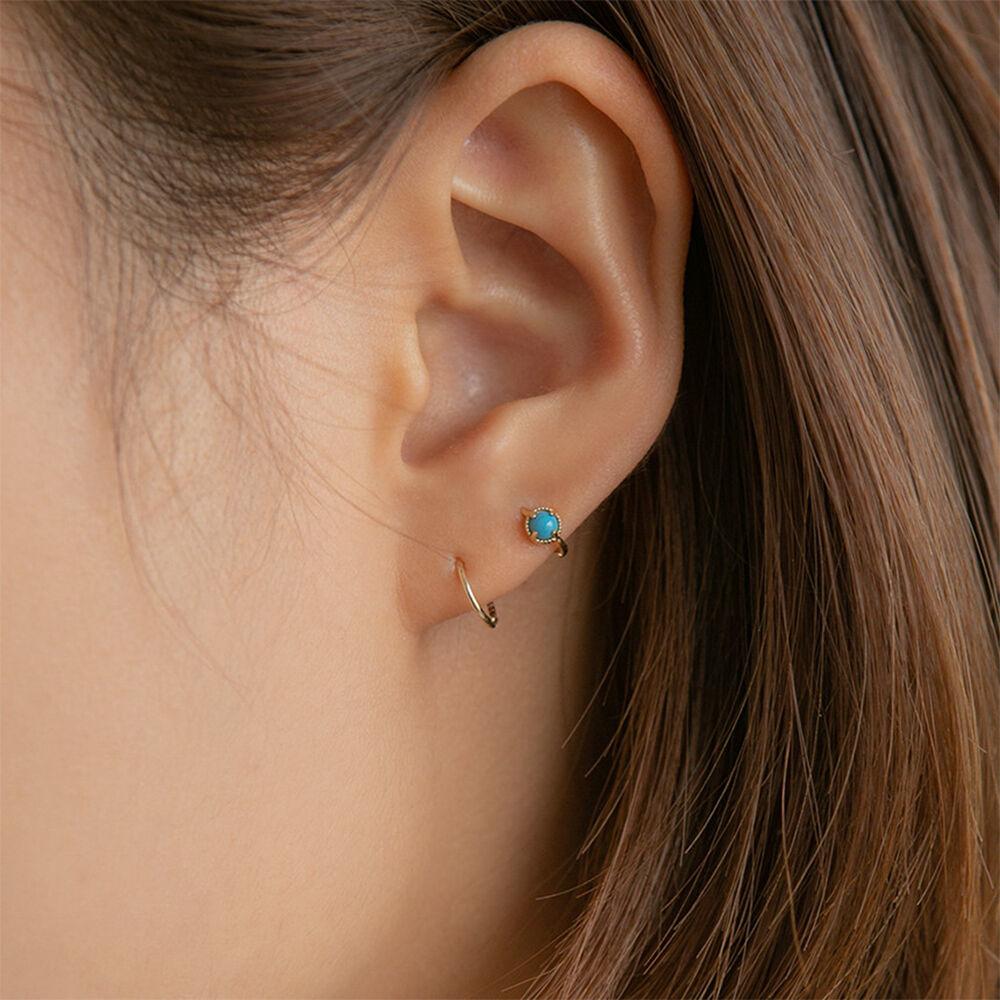 14K 골드 터키석 원터치 링 귀걸이 (14K골드)