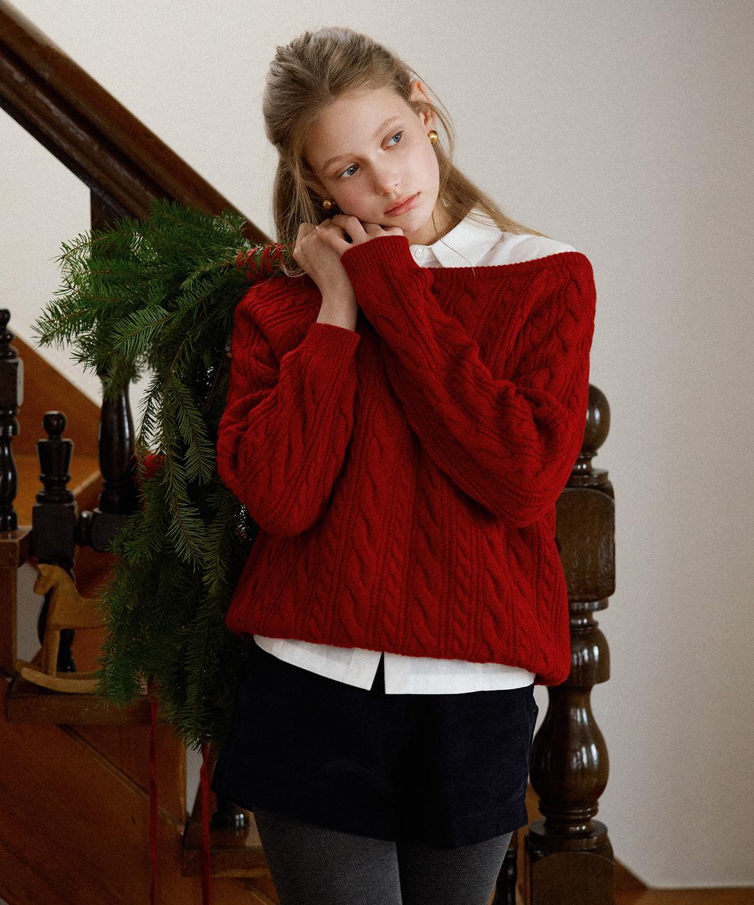 레터프롬문 [핑크 12/24 순차배송][셀렉티트연말룩🔴🎄][겨울스웨터추천❄️] 단테 보트넥 울 스웨터 ( 3 colors )