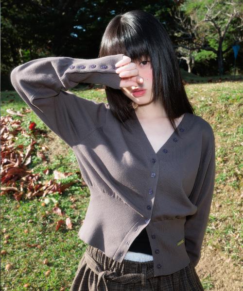 V-Neck Classic Button Cardigan [Charcoal]