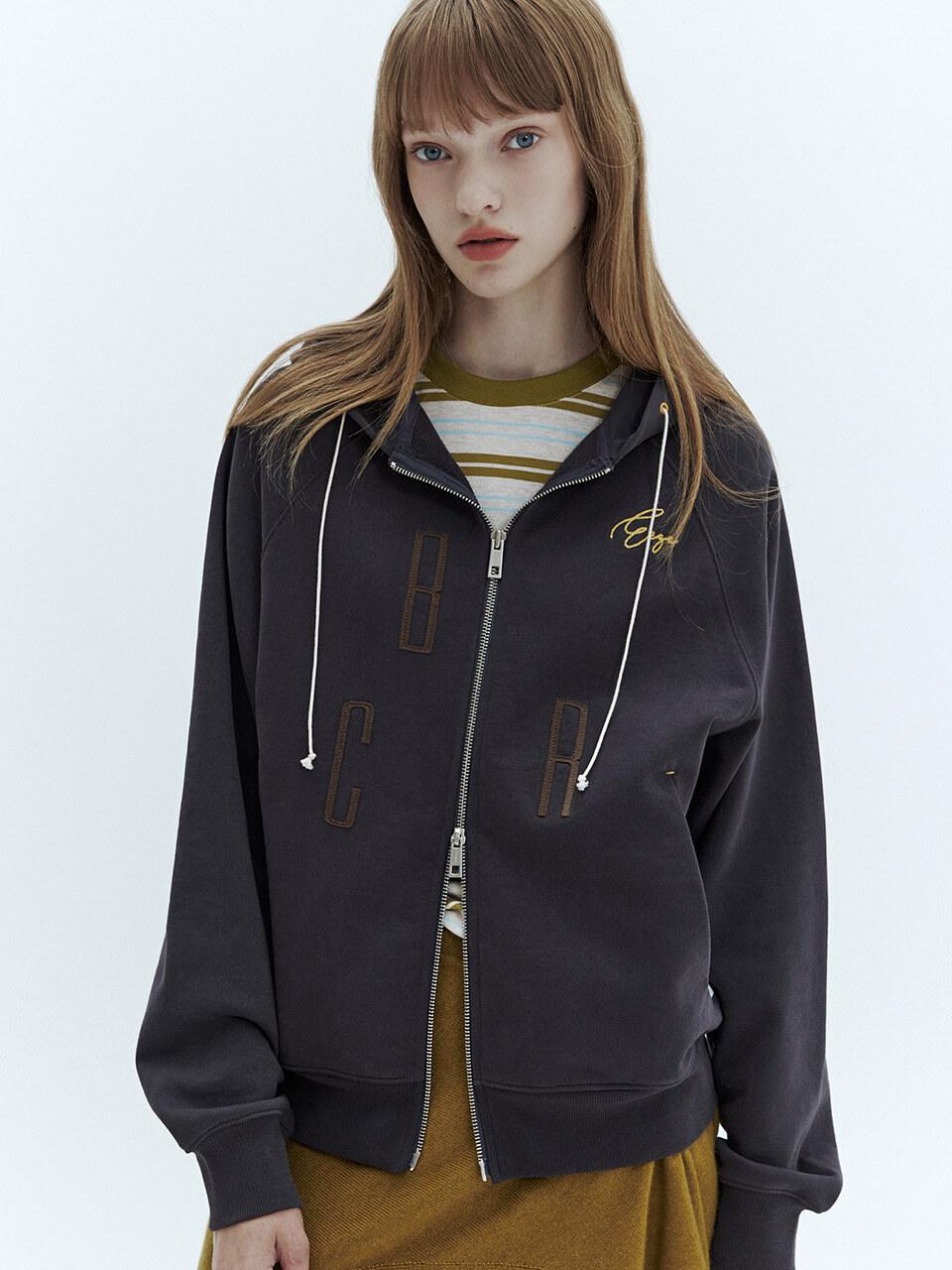 리즈 자수 후드 집업_2COLORS