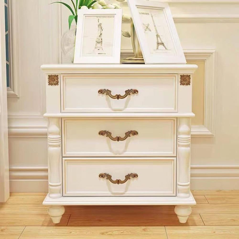 원목 엔틱 협탁 화이트 3단 침대옆협탁