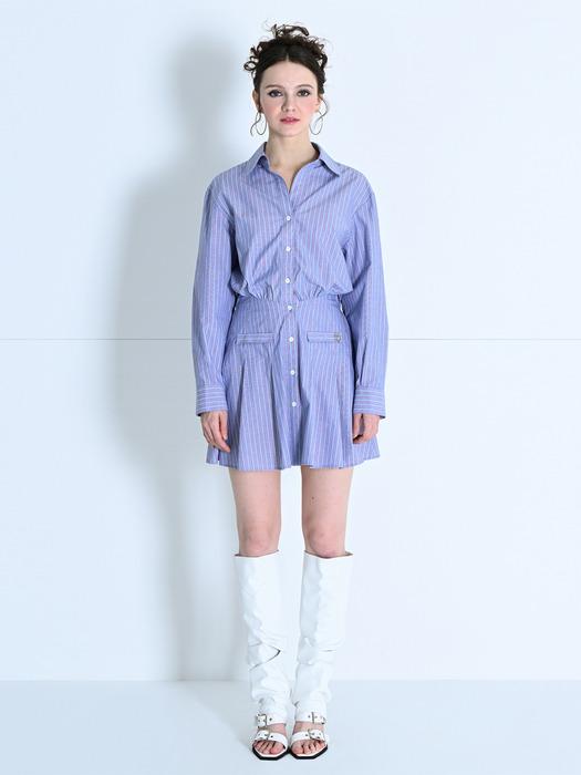 OPEN-COLLAR SHIRT DRESS STRIPE MBDSOP002ST