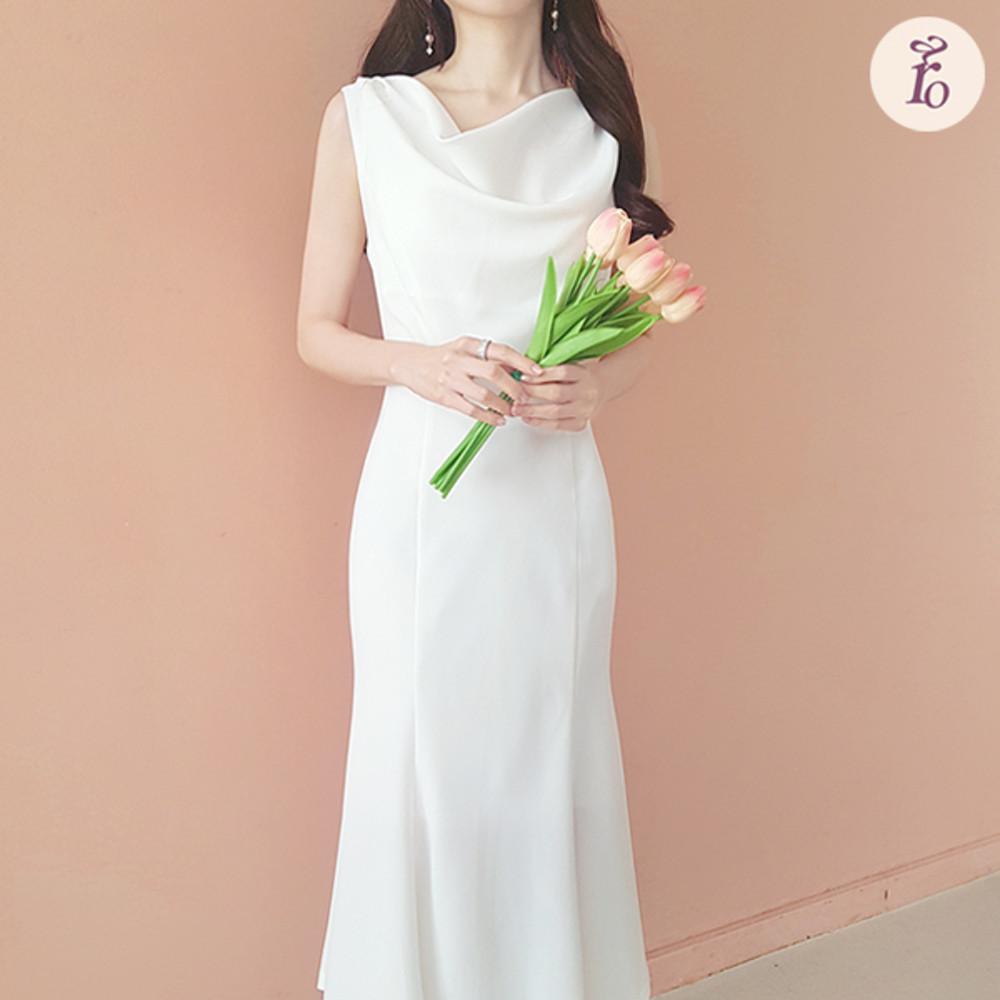 셔링 머메이드 브라이덜샤워 셀프웨딩 드레스 이브닝 피로연 2부 스냅촬영 파티 돌잔치 원피스