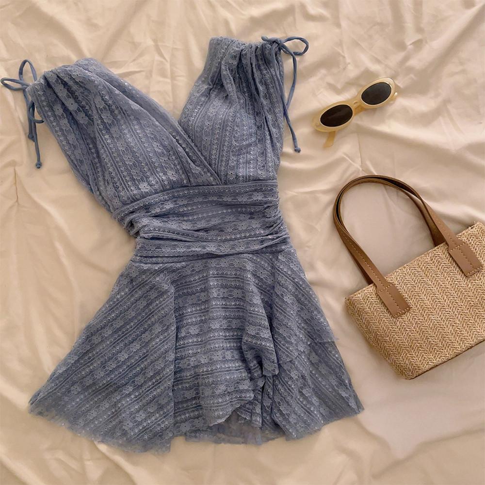 [💗크림단독제작💗/M~2XL]델리카 랩 원피스 수영복 브이넥 수영복 호캉스 바캉스