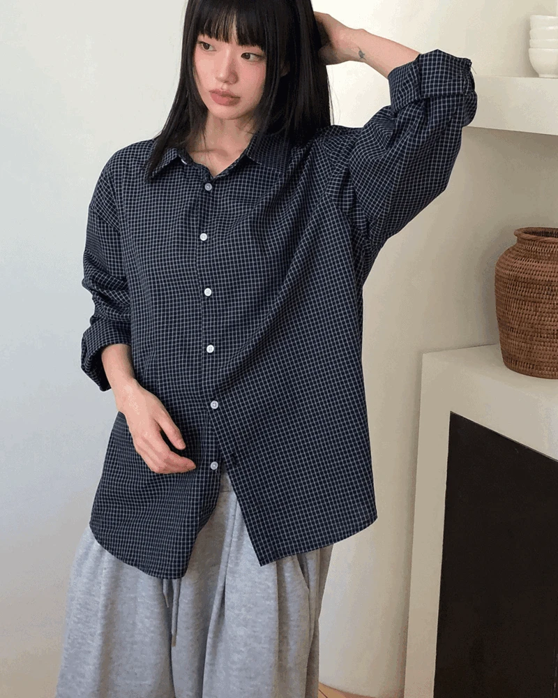 [간절기템✨] 비그 체크 카라 오버핏 긴팔 셔츠