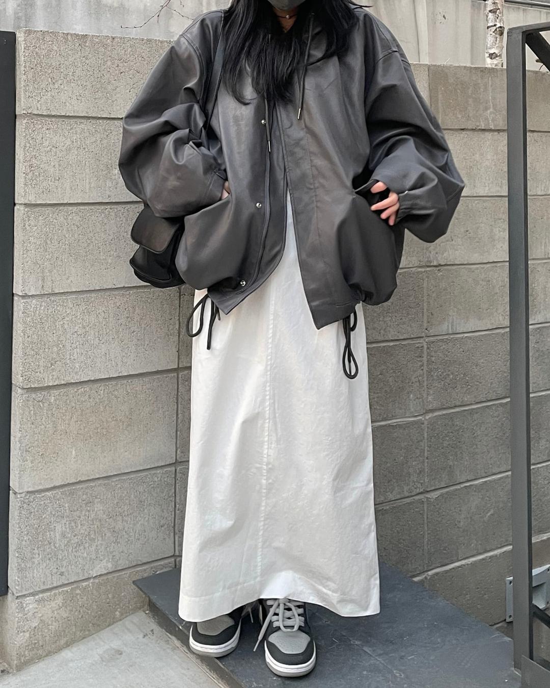 Leather hoodie jumper