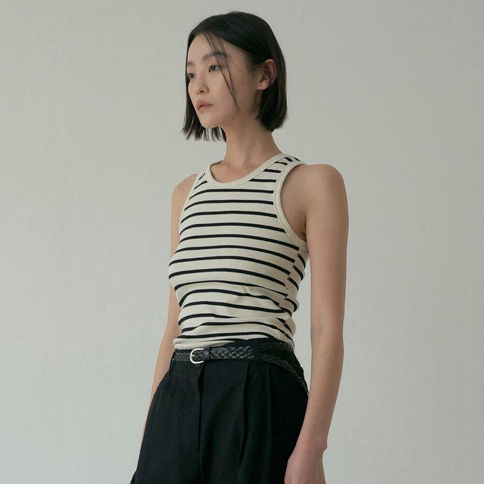 stripe sleeveless (2color)