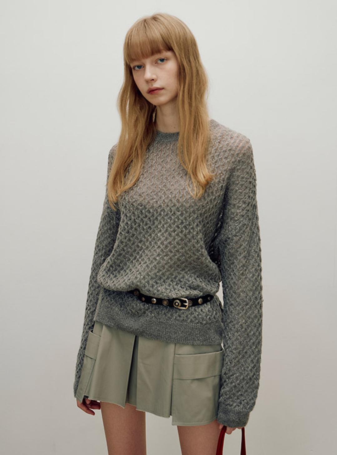 Metal Cable Knit in Khaki VK4WP166-42