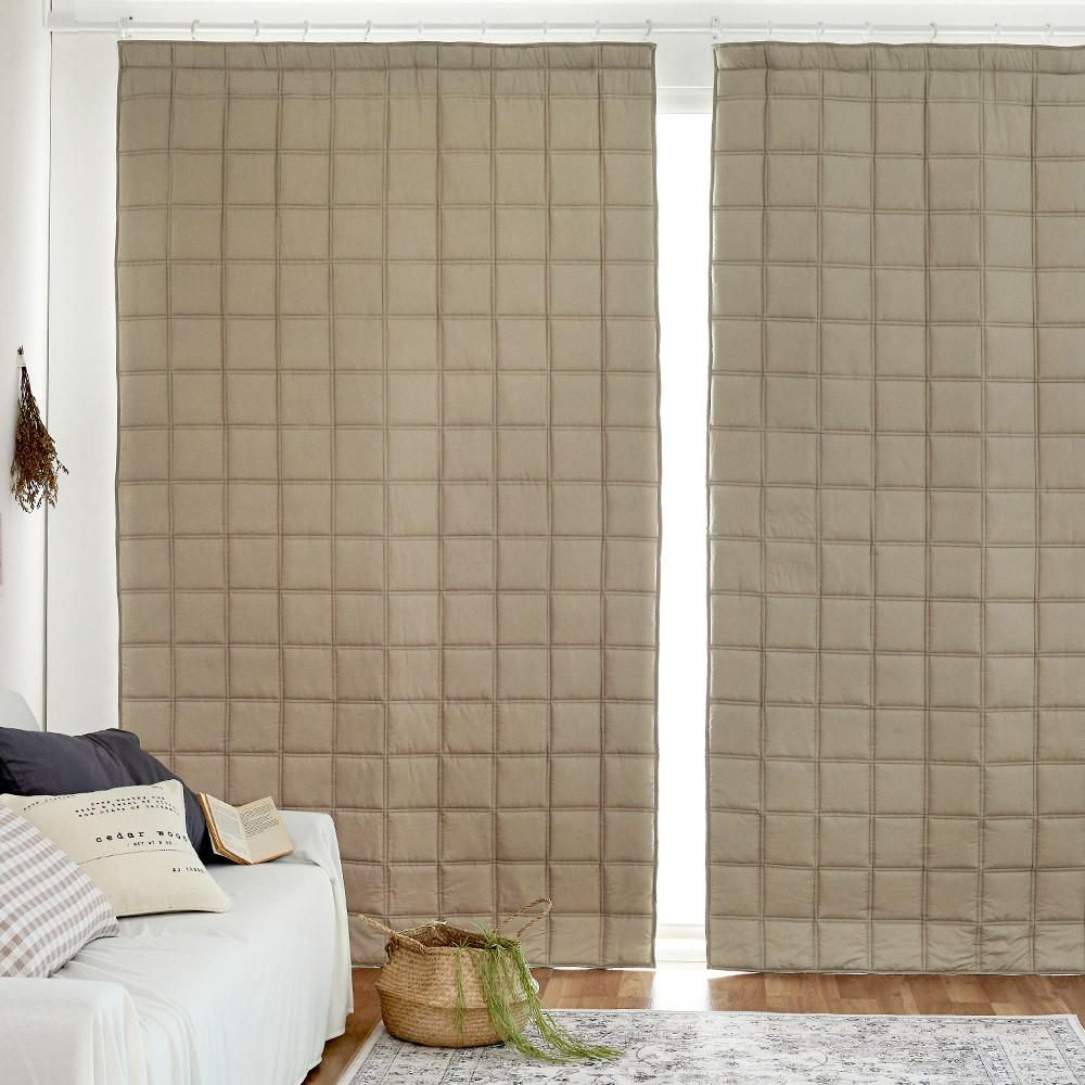 쁘리엘르 누빔 3중 방한커튼 방풍 거실커튼 바람막이 겨울용 암막커튼