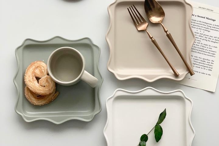 사각 무광 디저트 예쁜 접시 3color