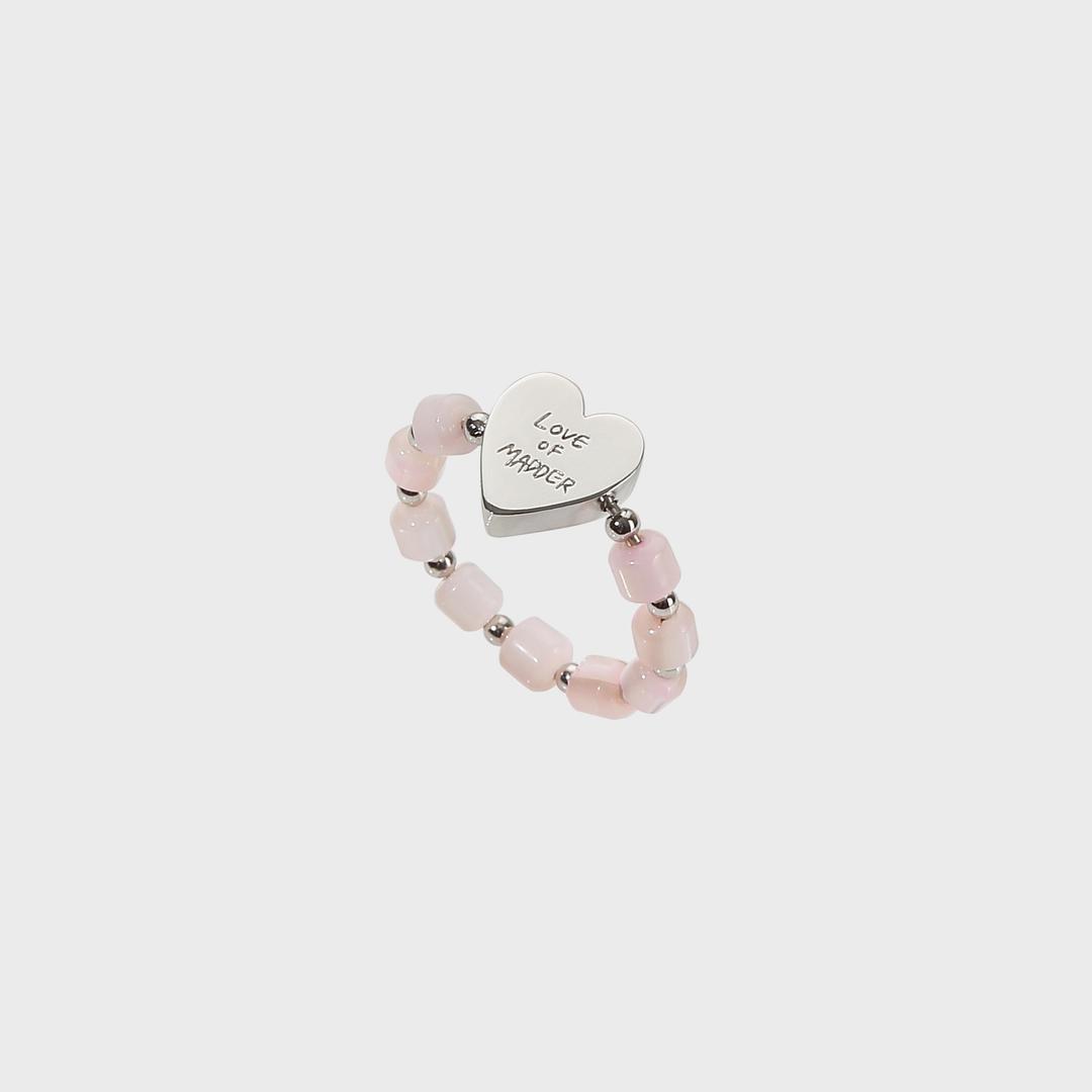 L.O.M Pink pearl Ring - 하트 실버 원석 반지 ( 자개 )