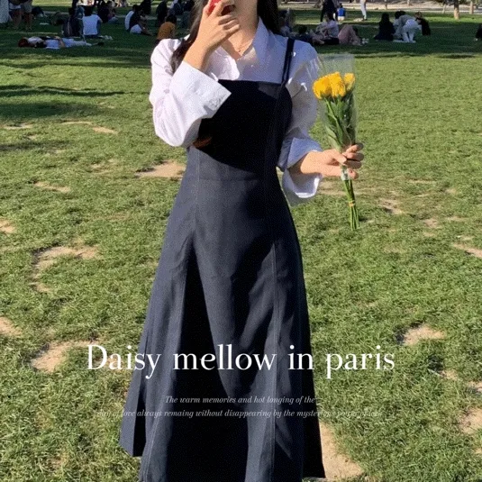 [ 도톰/ 데이트룩] 에펠 스웨이드 뷔스티에 스티치 라인 롱원피스 롱ops 하객룩