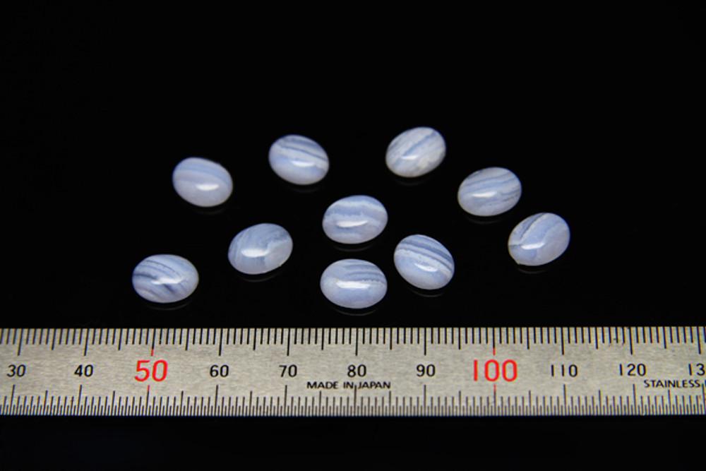 2개 - 블루레이스 아게이트 타원 캐보션 8 by 10mm