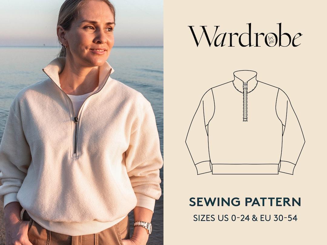 Zip up sweater PDF sewing pattern and Video Tutorial | half zipper pullover | zip up hoodie | Easy sewing project