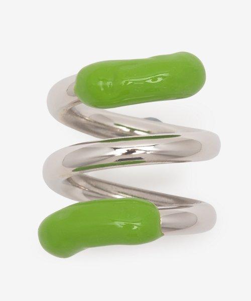푸실로 트위스트 반지 - 실버:그린 / CACCWJEW027MET0077512