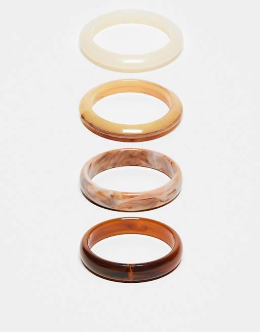 ASOS DESIGN pack of 4 resin bangles in multi