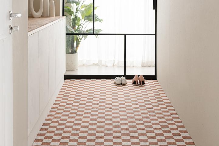 [단독]체커보드 PVC 코일 현관 베란다 롤매트 (6colors/4size)