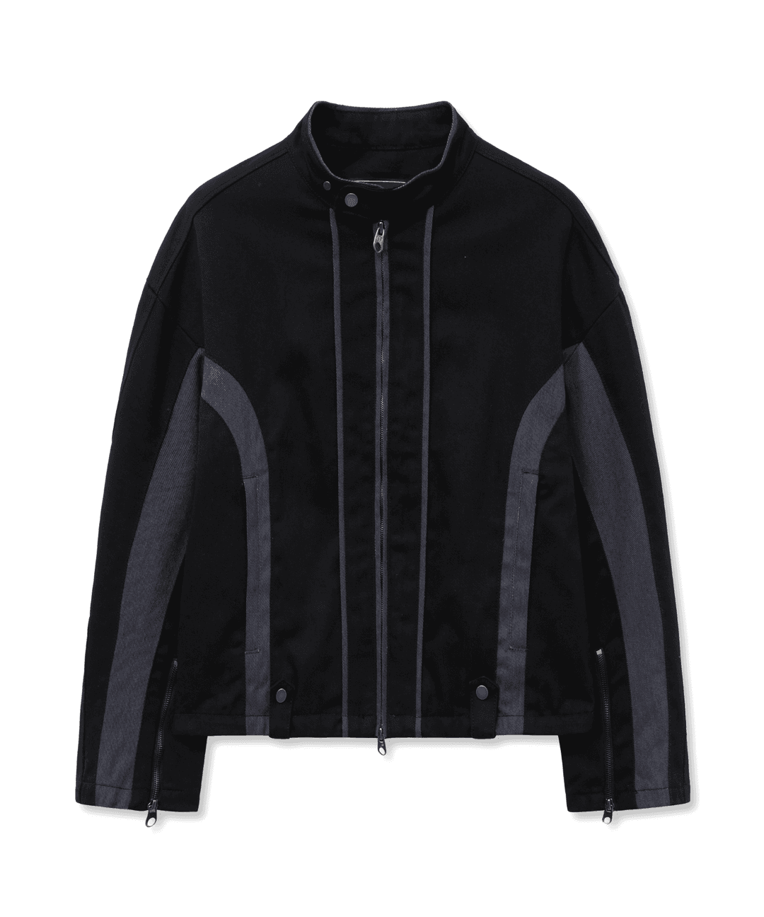Coloring Effect Crop Biker Jacket Black