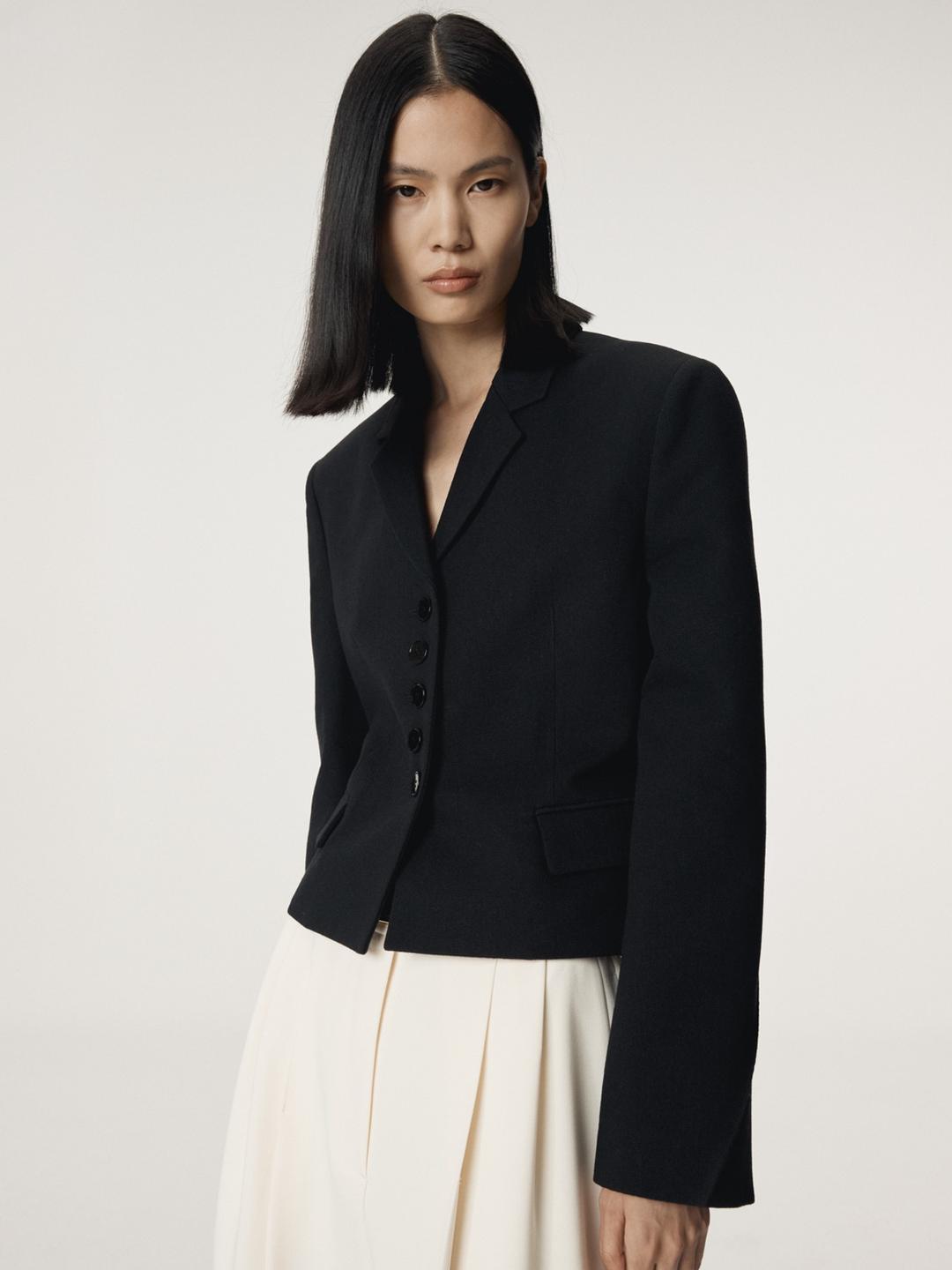 BUTTON DETAIL SHORT JACKET (BLACK)