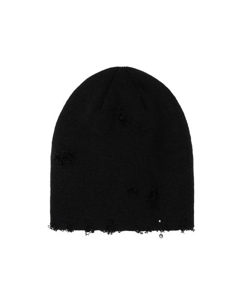 Distressed cute+ beanie Black