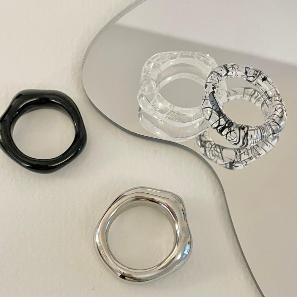 페인팅 스플래쉬 볼드 호마이카 링 반지 (4 color)