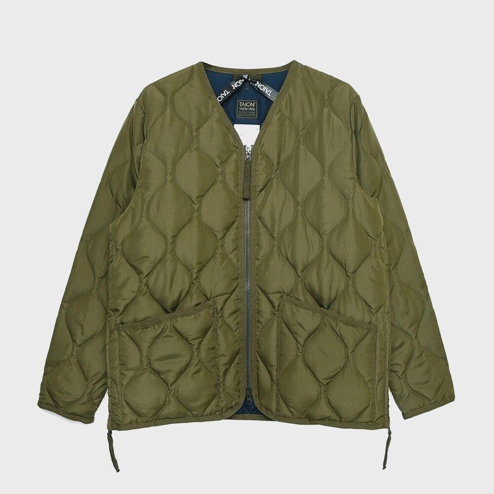 밀리터리 브이넥 집업 다운 경량패딩 D.Olive