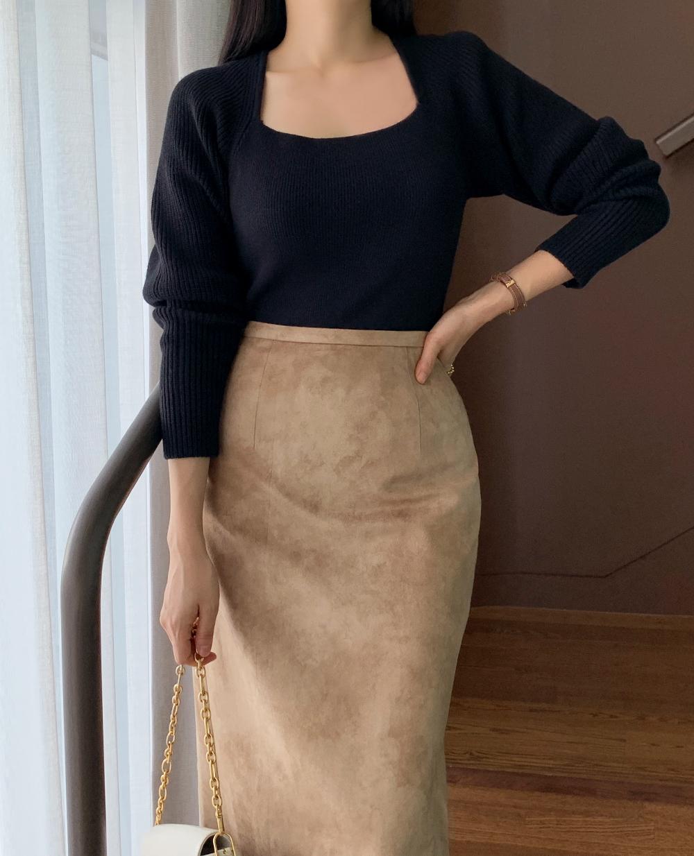 볼레로 스퀘어넥 니트