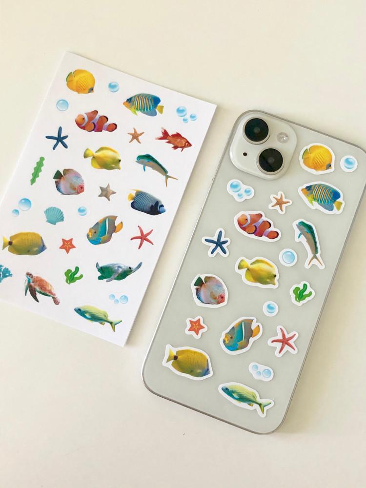 바다 물고기 스티커 여름 다이어리 금붕어 다꾸
