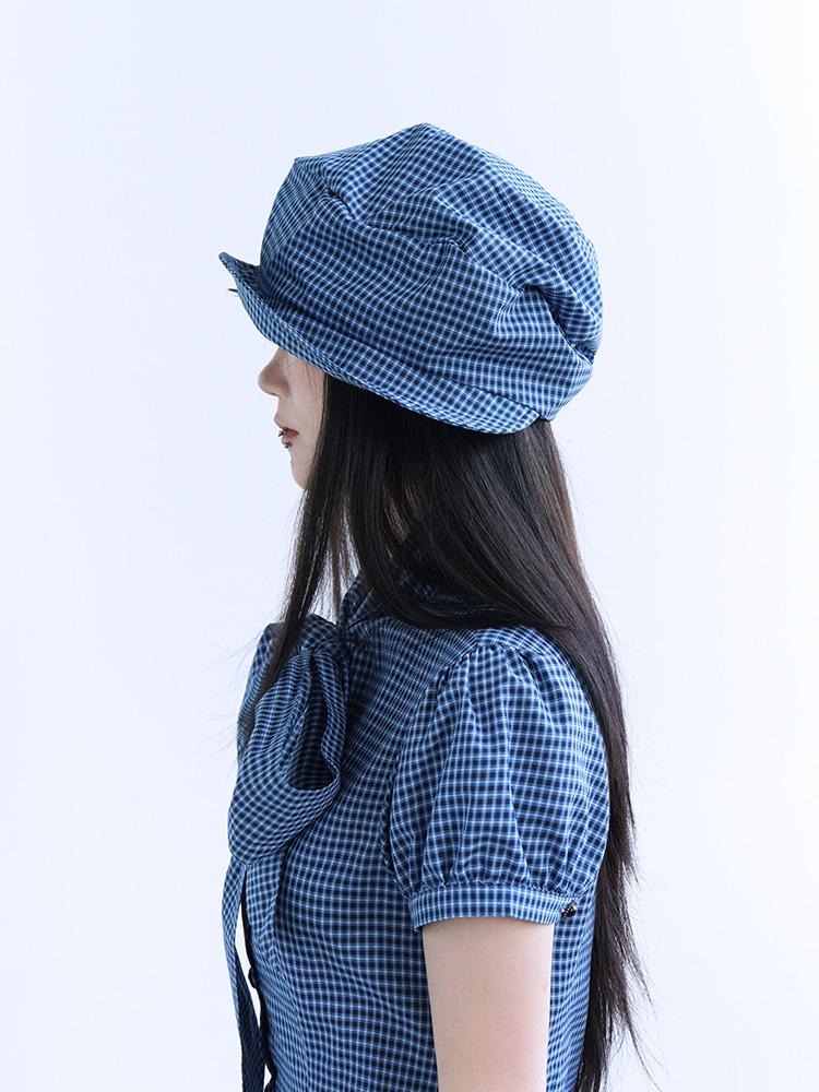 Nodoll Retro Academic Blue Plaid Beret