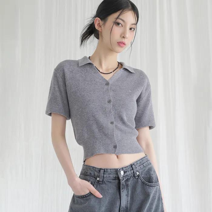 Anna Linen Like Collar Short-Sleeve Knit_5Colors