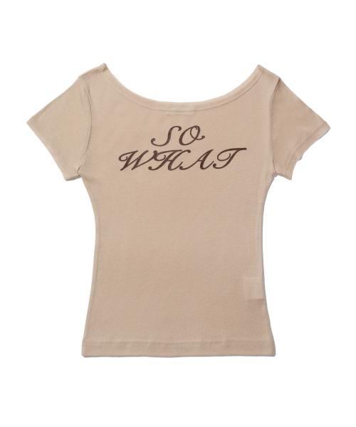 SO WHAT Half Sleeve T-shirt (BEIGE) WOMENS