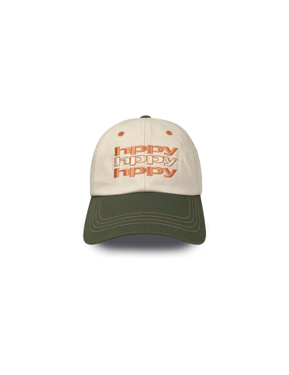 H002 TWO TONE SIGNATURE 3 LOGO BALL CAP - KHAKI