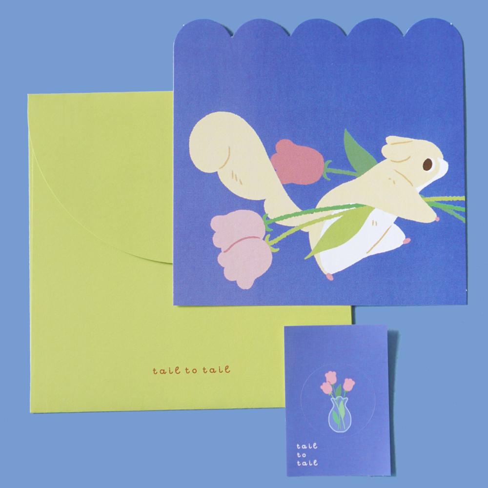 꽃 배달 누가 카드 엽서 & 봉투 세트