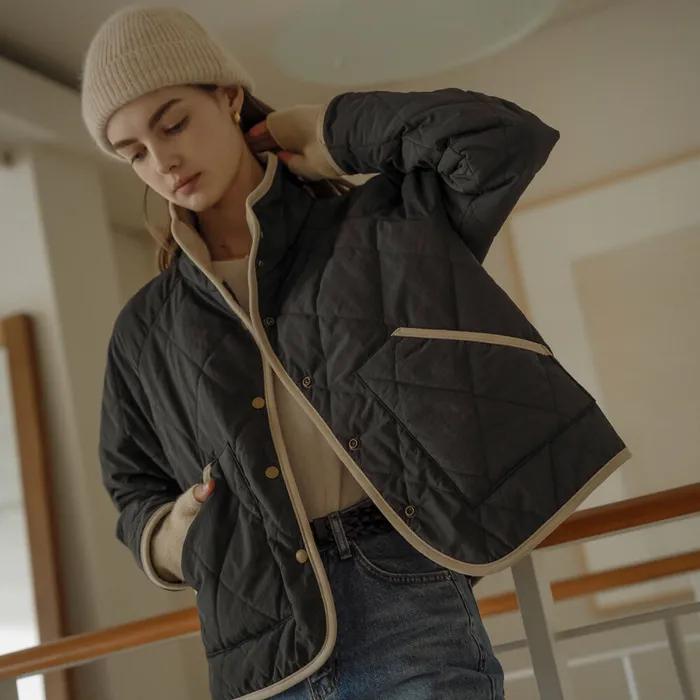 Light weight compact quilting jumper_Dark gray