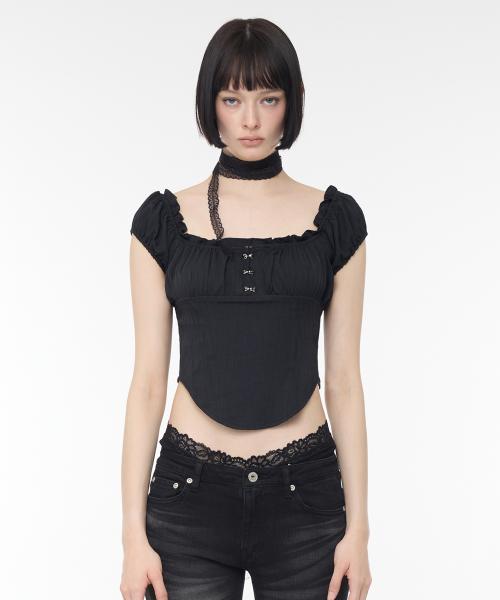 Curve Line Corset Blouse - Black