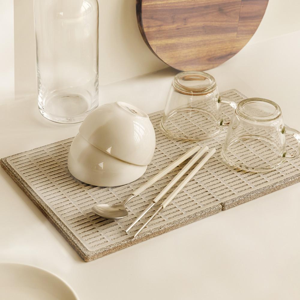 유럽일본수출 복원가능소재 규조토 세라믹 1단 미니 식기 그릇 컵 건조대 트레이 2p 집들이선물 제로웨이스트