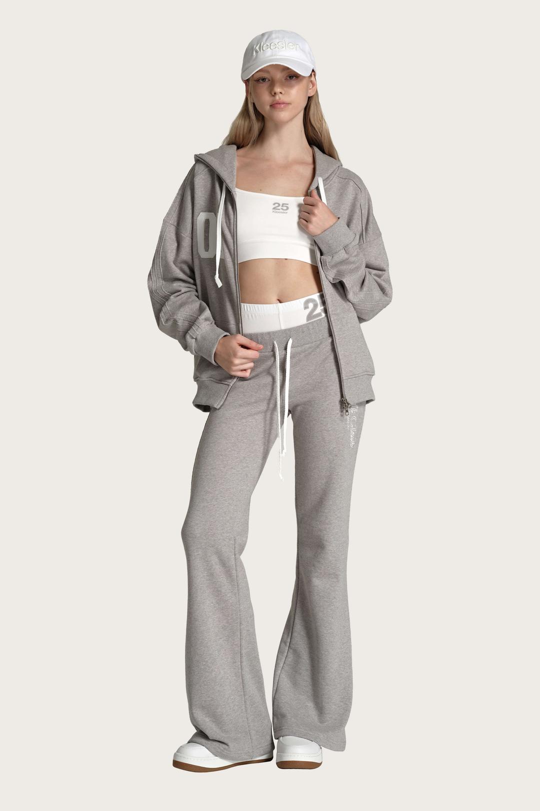09 Numbering hooded zip-up, Gray