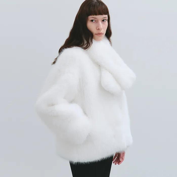 BLAIR FAUX FUR JACKET WHITE [SCARF GIFT]