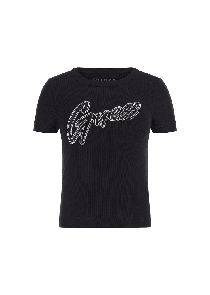 여성 블링GUESS 슬림 반팔티_BLACK | 게스코리아
