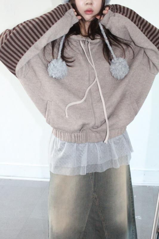 히피디피 peanut knit hoop zip-up (3color)