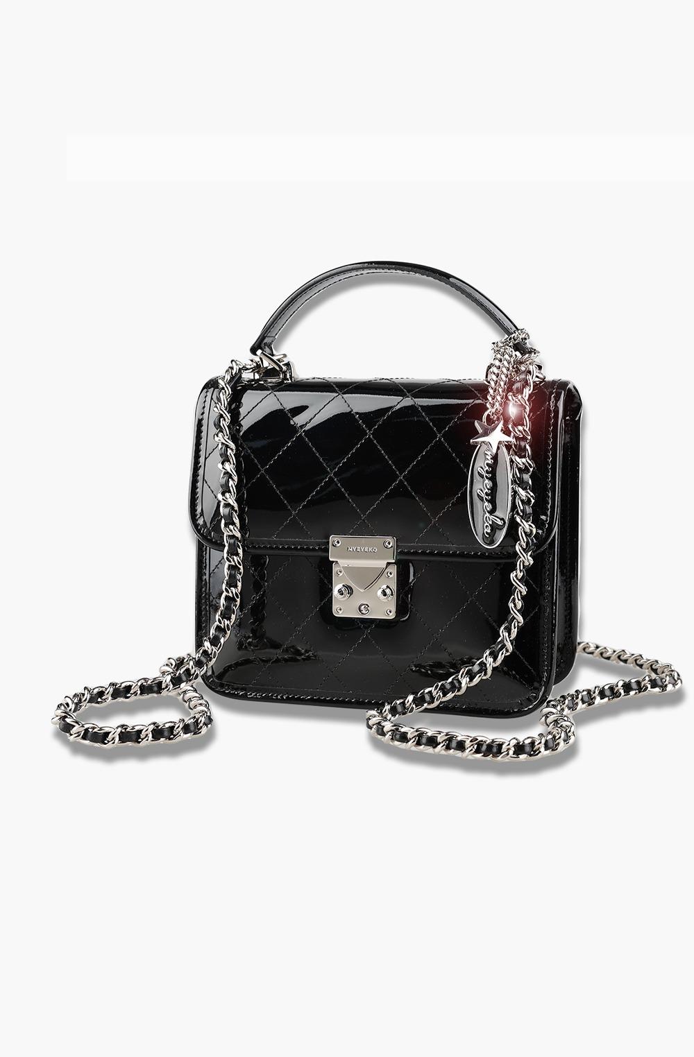 Myeyeko Exclusive Line - SOPHIA SMALL BAG (Patent Black & Silver)