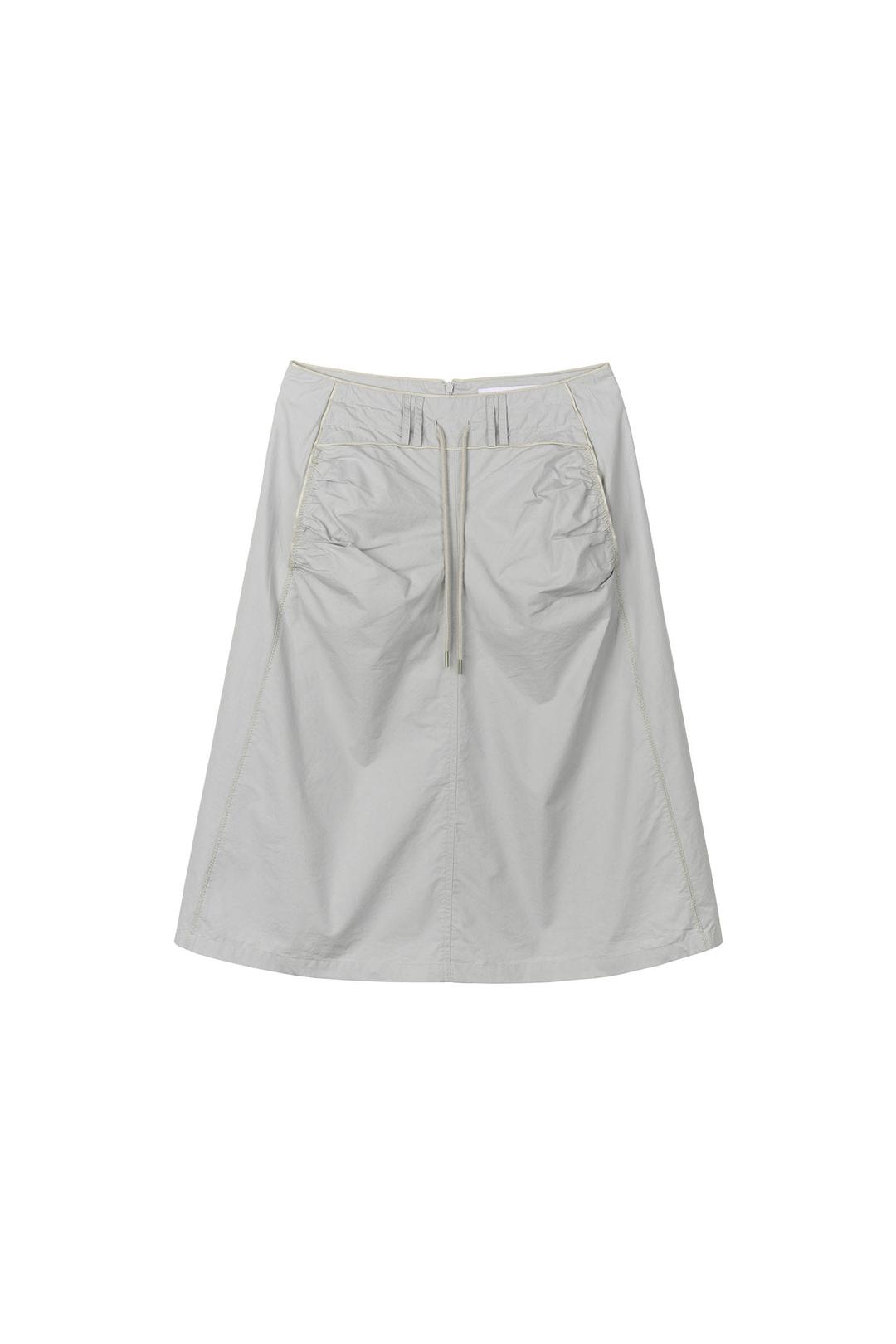 Shirring Lowrise Midi Skirt Pale Gray