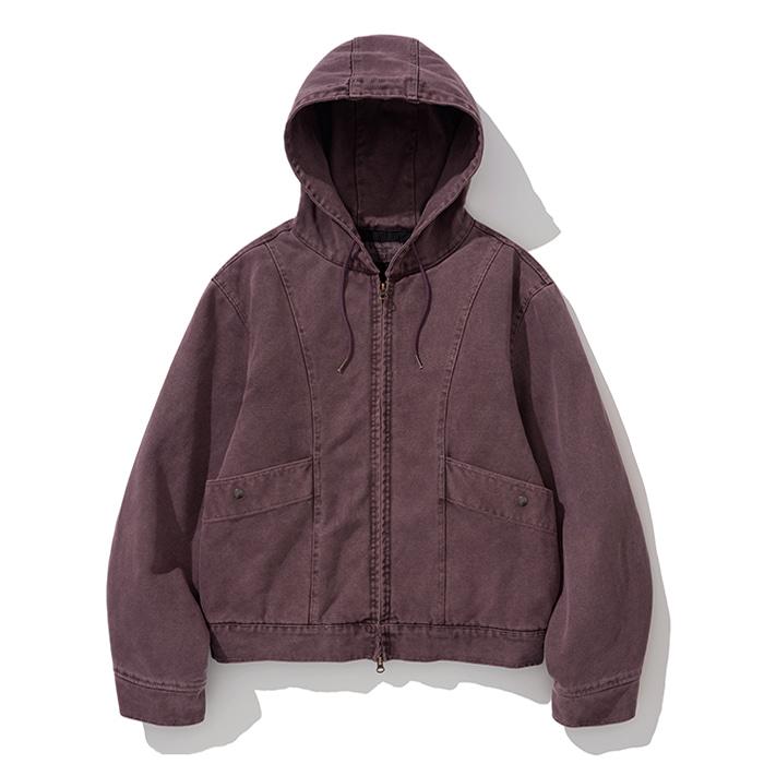 canvas hooded work jacket plum