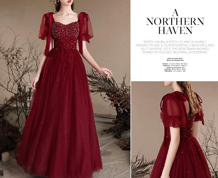 PTL1082파티 연주회 셀프웨딩 엘리스 펄레드  코르셋 스퀘어넥 퍼프 에이라인 롱 드레스 브라이덜샤워 이브닝 피로연드레스