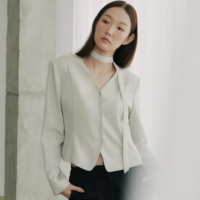 [꼬민지 착용][15차 리오더] modern ribbon blouse_beige (2 SIZE)
